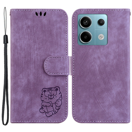 For Xiaomi Redmi Note 13 Pro 5G / Poco X6 5G PU Leather Flip Cover Wallet Stand Tiger Pattern Phone Case - Purple