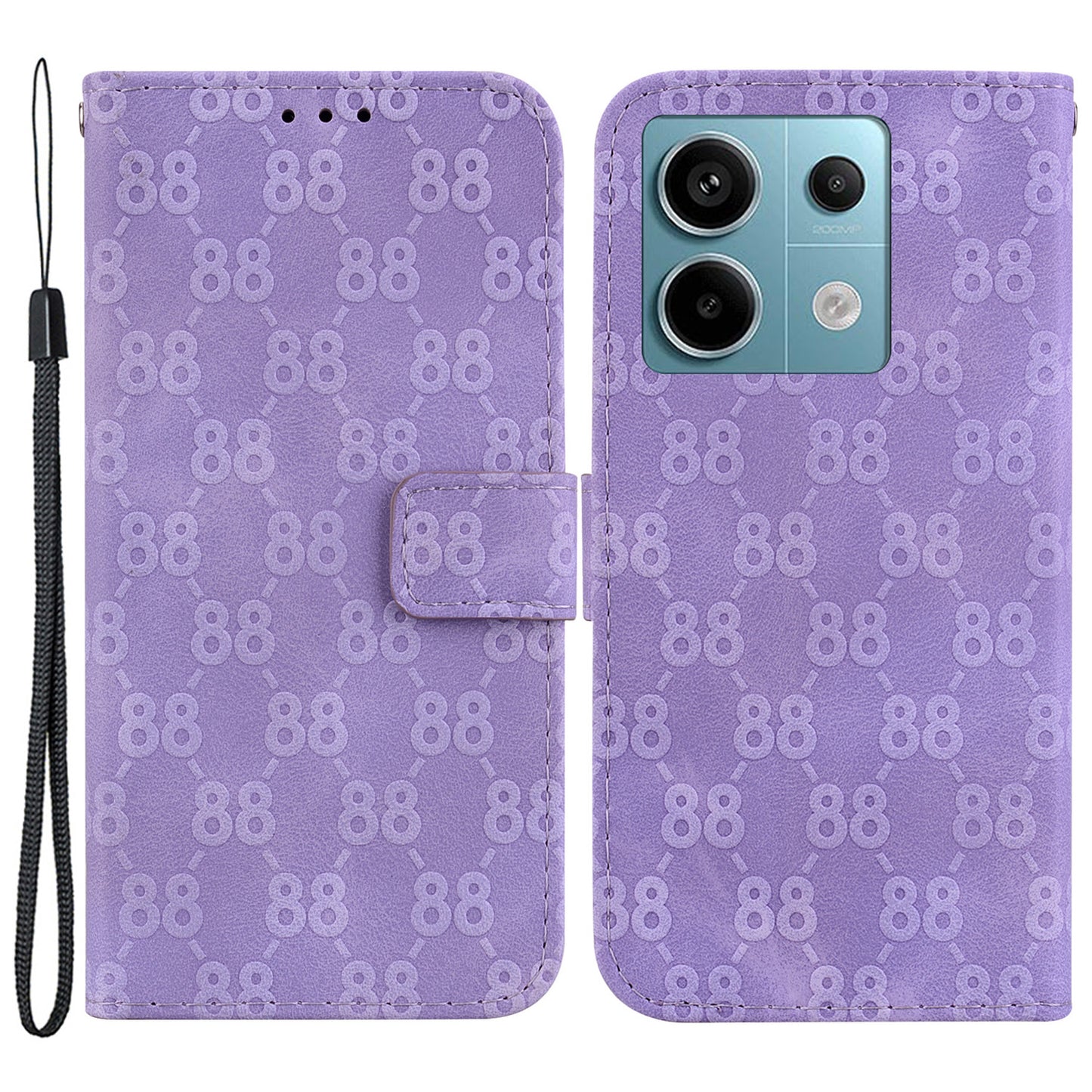 For Xiaomi Redmi Note 13 Pro 5G / Poco X6 5G Wallet Phone Case Double 8-Shape Leather Cover - Purple