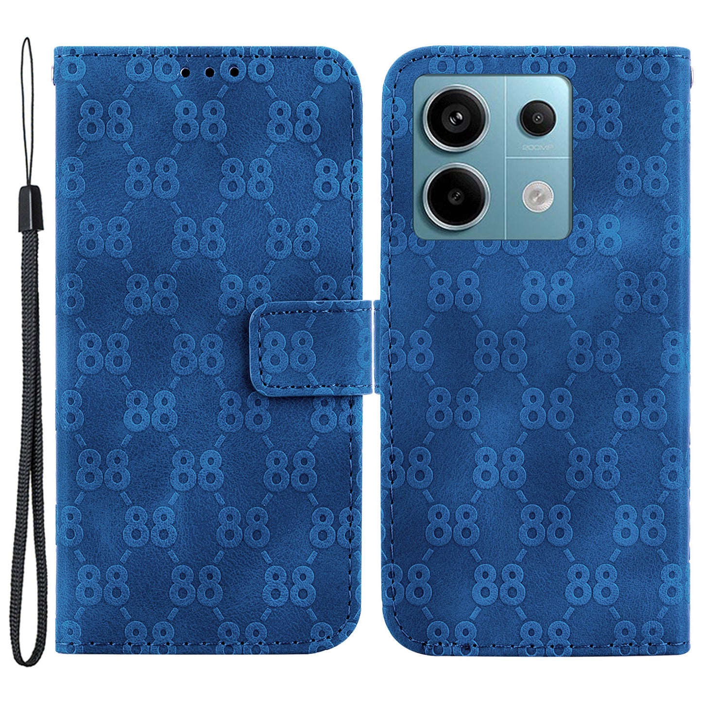 For Xiaomi Redmi Note 13 Pro 5G / Poco X6 5G Wallet Phone Case Double 8-Shape Leather Cover - Dark Blue