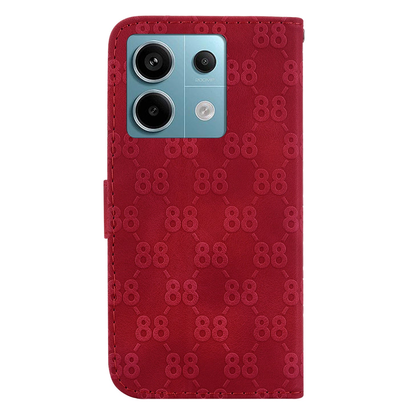 For Xiaomi Redmi Note 13 Pro 5G / Poco X6 5G Wallet Phone Case Double 8-Shape Leather Cover - Red