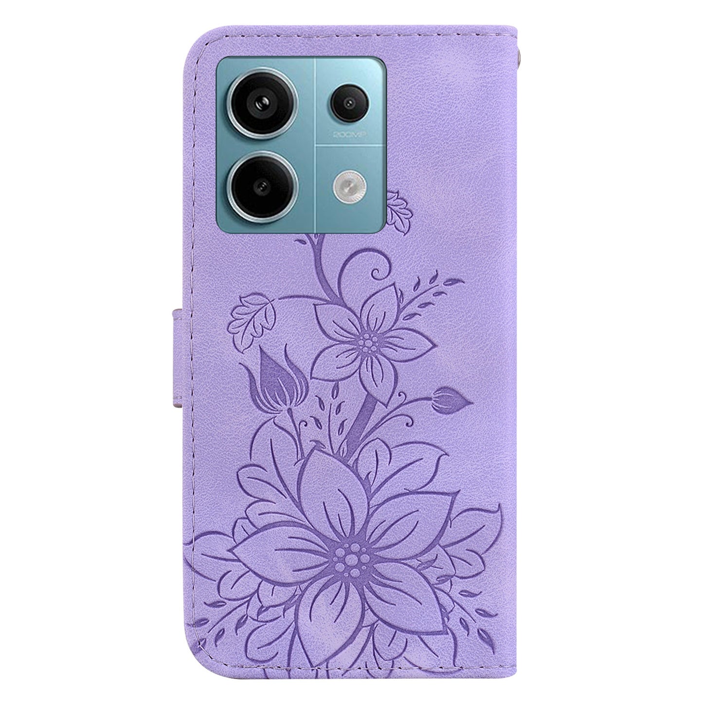 For Xiaomi Redmi Note 13 Pro 5G / Poco X6 5G Phone Cover Flower Wallet Leather Case with Card Holder - Purple