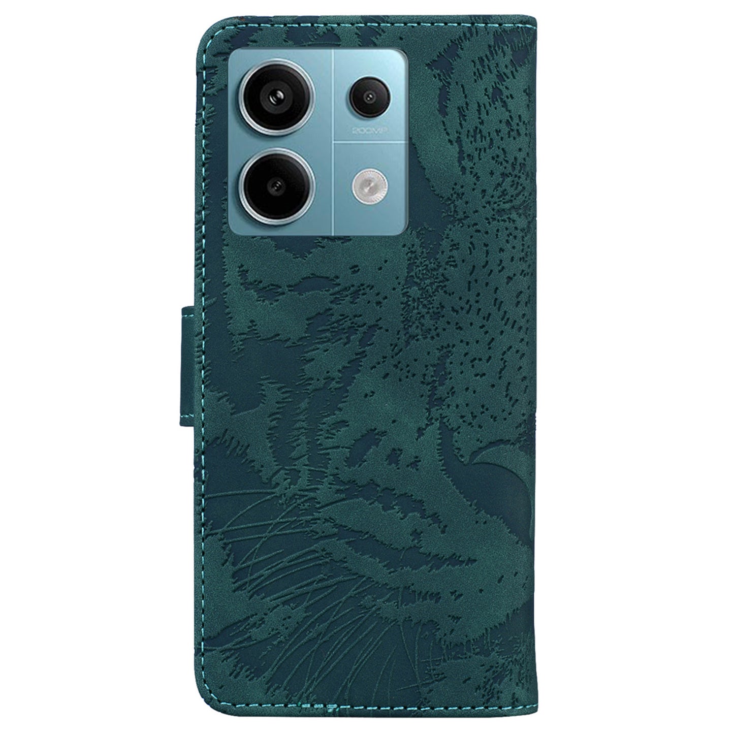 For Xiaomi Redmi Note 13 Pro 5G / Poco X6 5G Tiger Pattern Case PU Leather Stand Wallet Phone Cover - Green