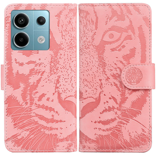 For Xiaomi Redmi Note 13 Pro 5G / Poco X6 5G Tiger Pattern Case PU Leather Stand Wallet Phone Cover - Pink