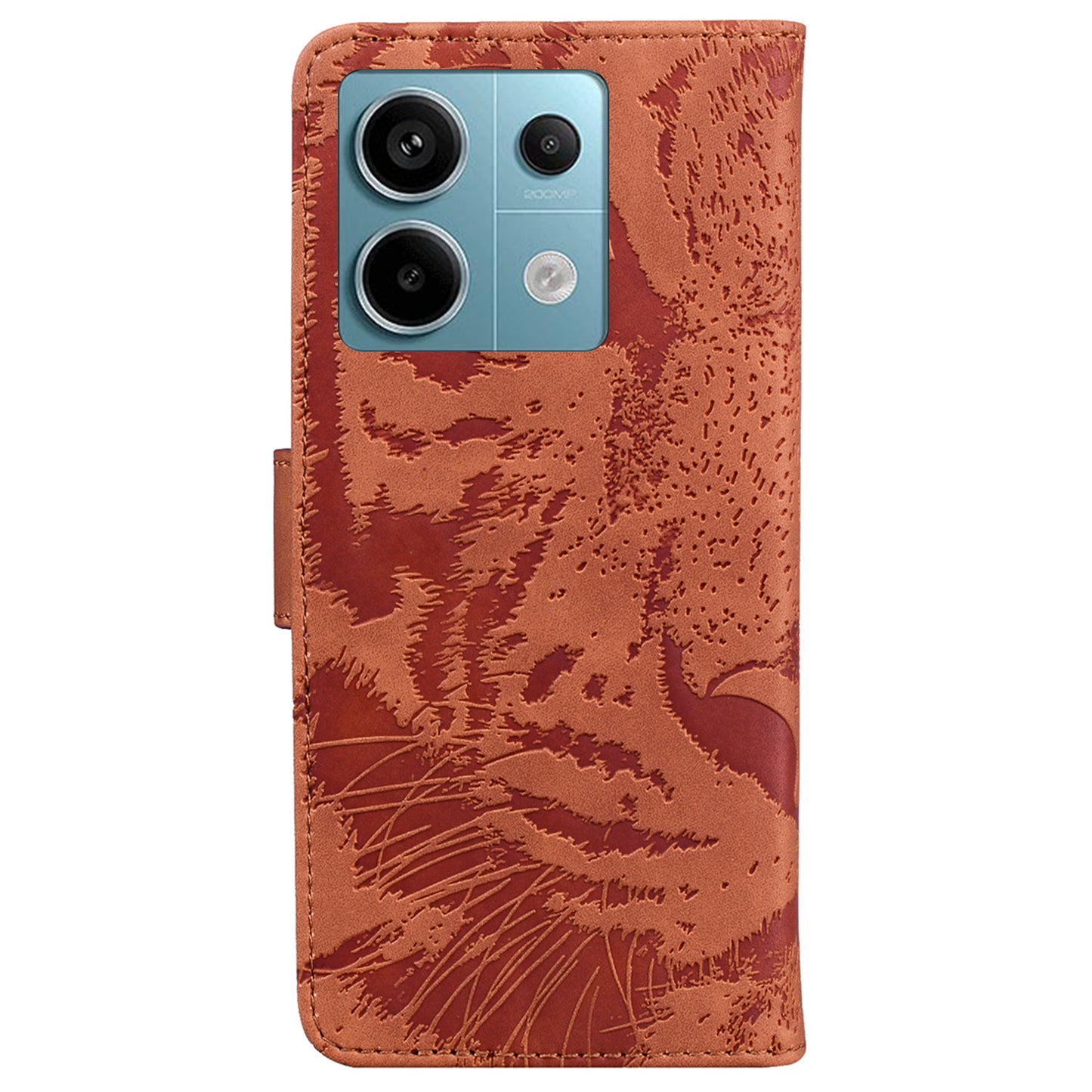 For Xiaomi Redmi Note 13 Pro 5G / Poco X6 5G Tiger Pattern Case PU Leather Stand Wallet Phone Cover - Brown