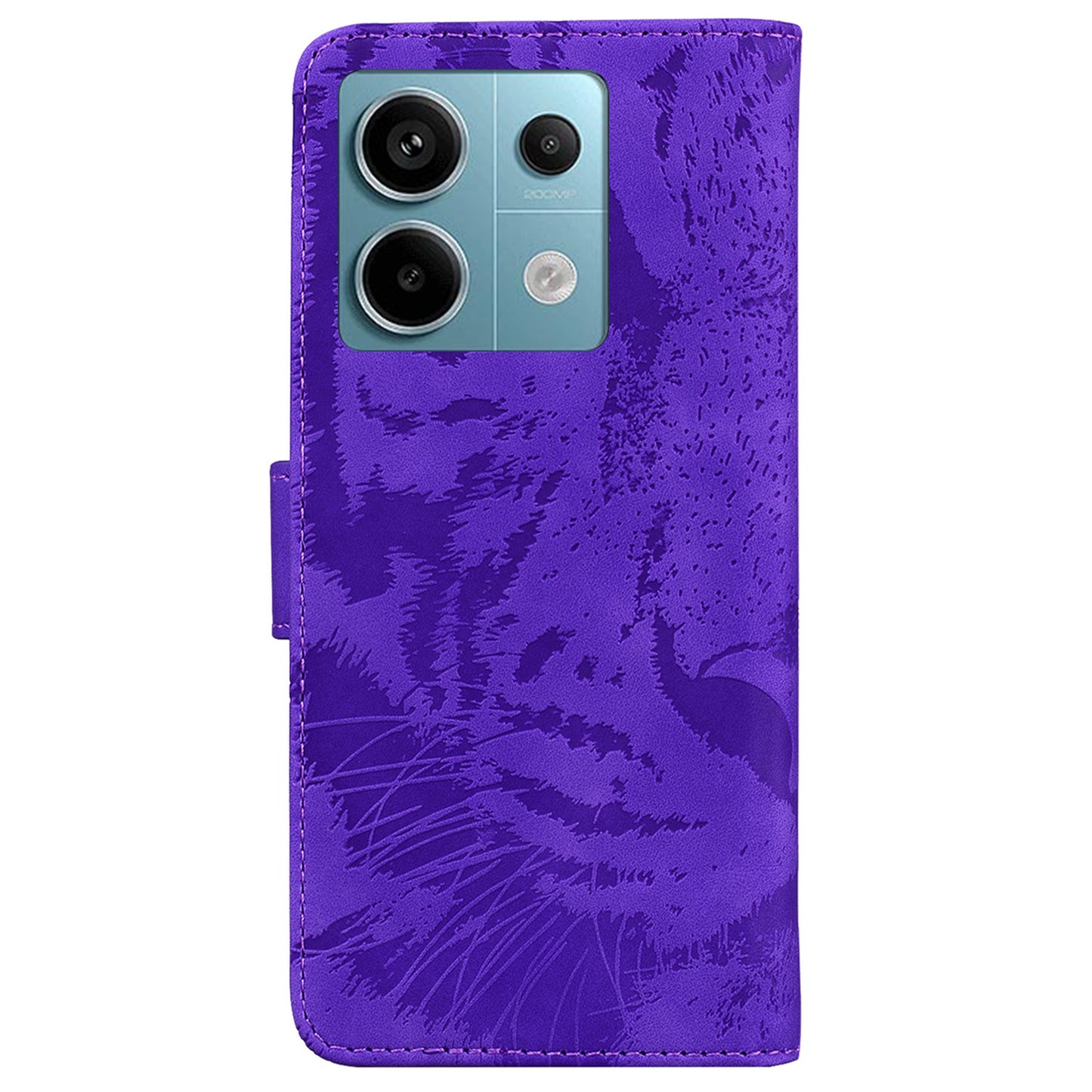 For Xiaomi Redmi Note 13 Pro 5G / Poco X6 5G Tiger Pattern Case PU Leather Stand Wallet Phone Cover - Purple