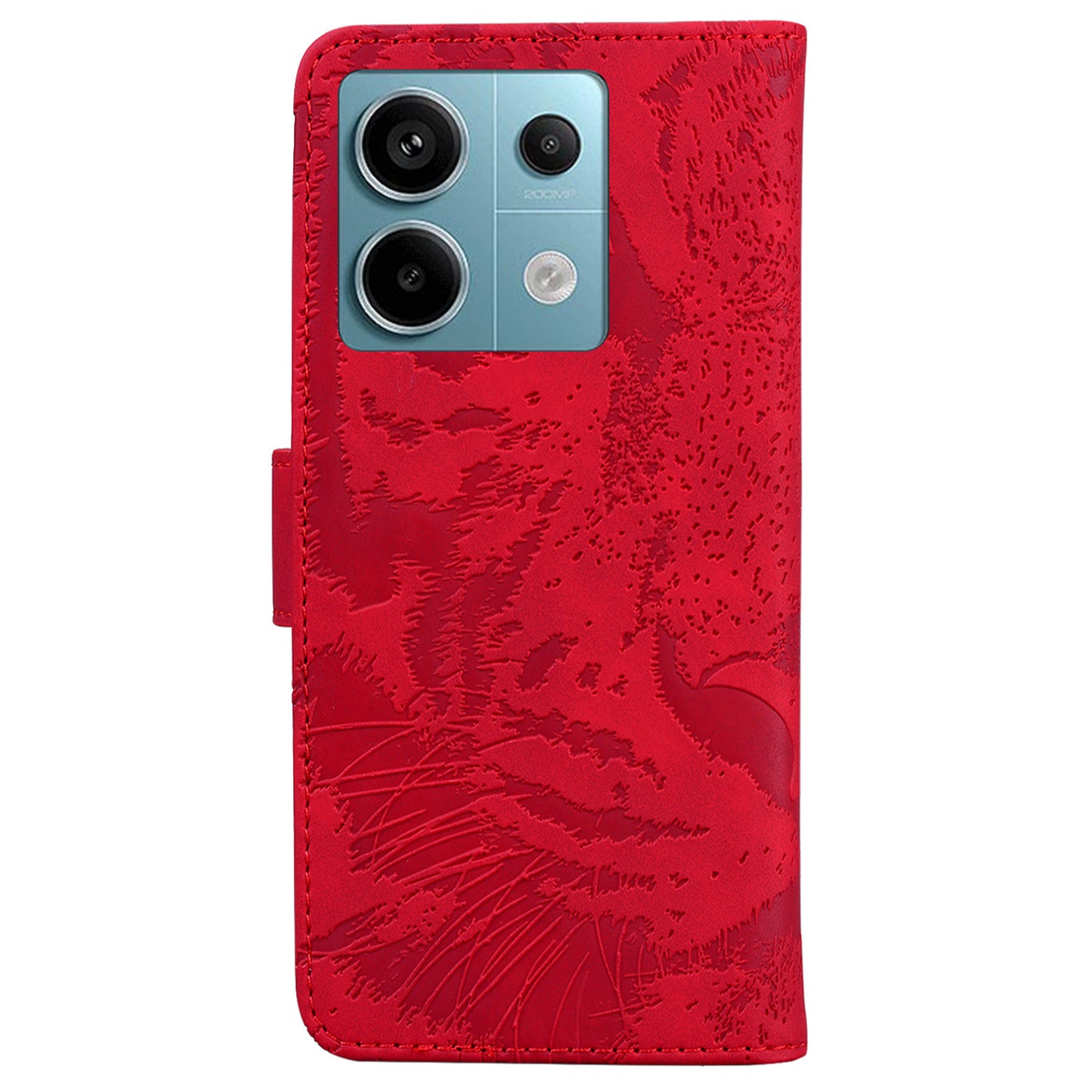 For Xiaomi Redmi Note 13 Pro 5G / Poco X6 5G Tiger Pattern Case PU Leather Stand Wallet Phone Cover - Red