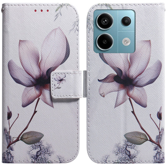 For Xiaomi Redmi Note 13 Pro 5G / Poco X6 5G Leather Case Stand Phone Cover 3D Creative Pattern Design - Pink Flower