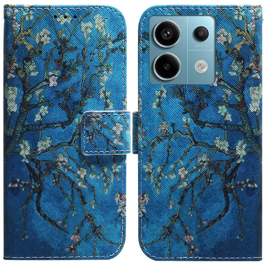 For Xiaomi Redmi Note 13 Pro 5G / Poco X6 5G Leather Case Stand Phone Cover 3D Creative Pattern Design - Apricot Flowers
