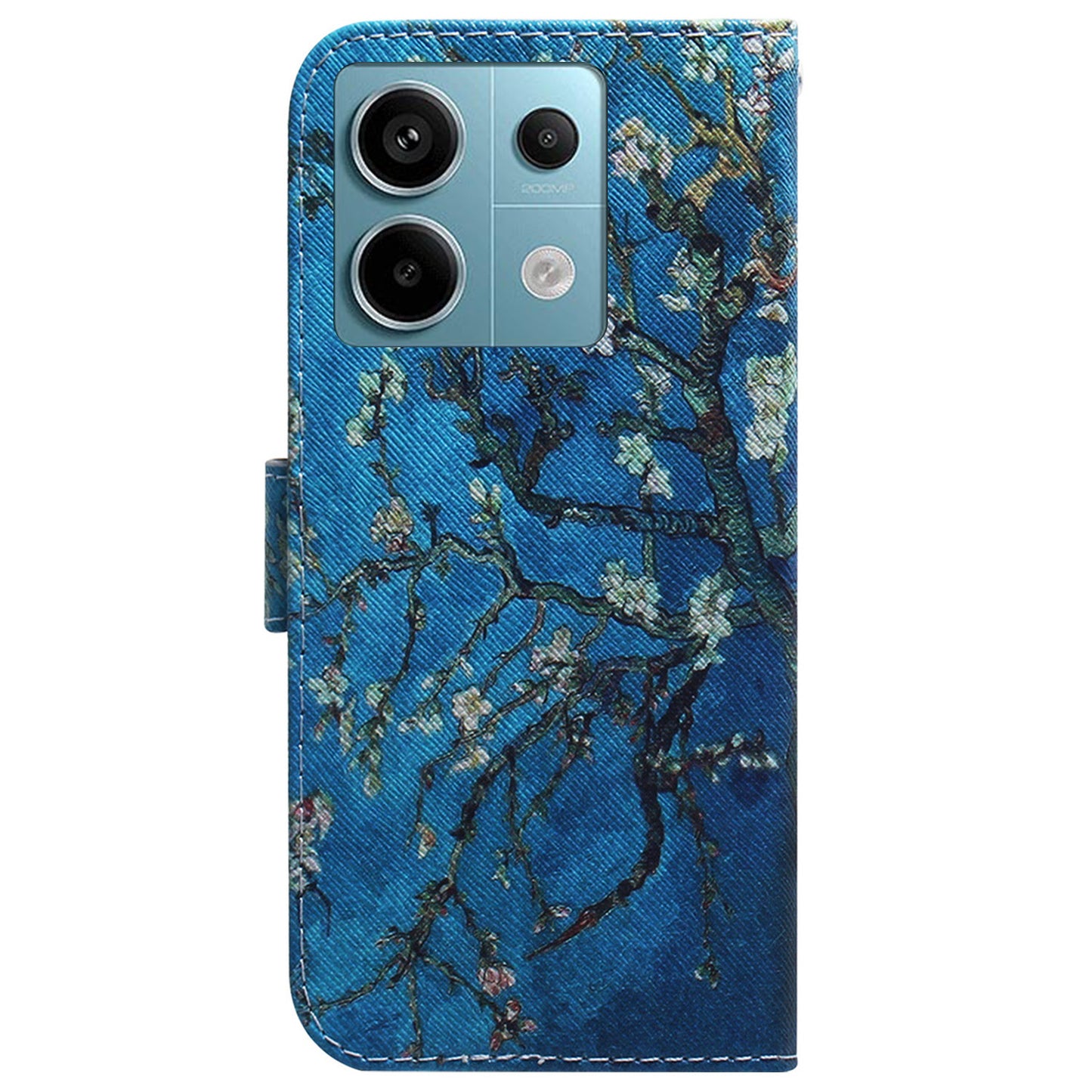 For Xiaomi Redmi Note 13 Pro 5G / Poco X6 5G Leather Case Stand Phone Cover 3D Creative Pattern Design - Apricot Flowers