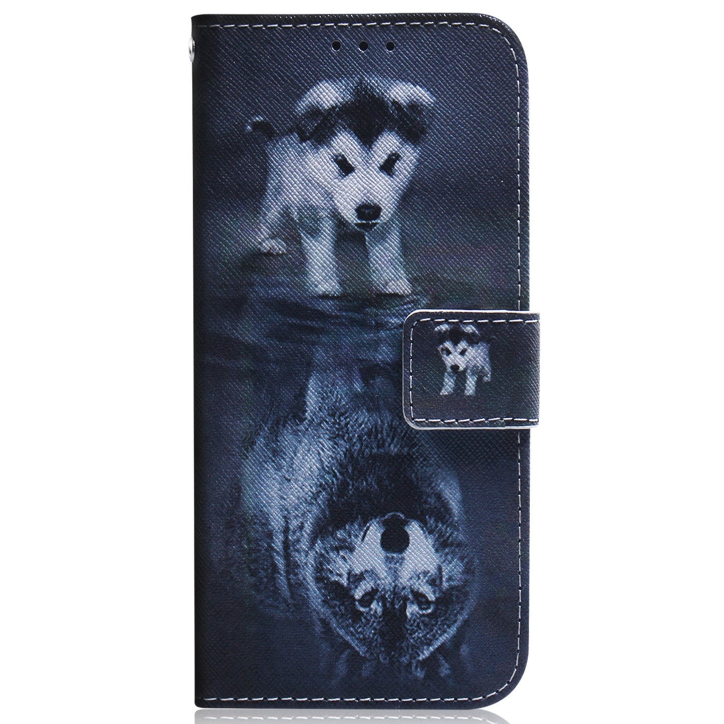 For Xiaomi Redmi Note 13 Pro 5G / Poco X6 5G Leather Case Stand Phone Cover 3D Creative Pattern Design - Dog and Wolf