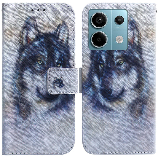 For Xiaomi Redmi Note 13 Pro 5G / Poco X6 5G Leather Case Stand Phone Cover 3D Creative Pattern Design - Wolf