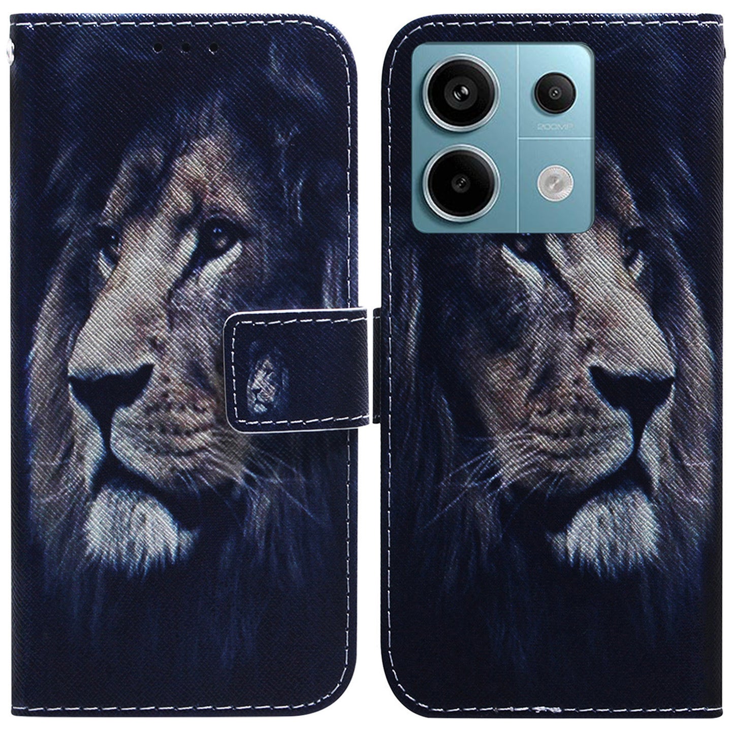 For Xiaomi Redmi Note 13 Pro 5G / Poco X6 5G Leather Case Stand Phone Cover 3D Creative Pattern Design - Lion