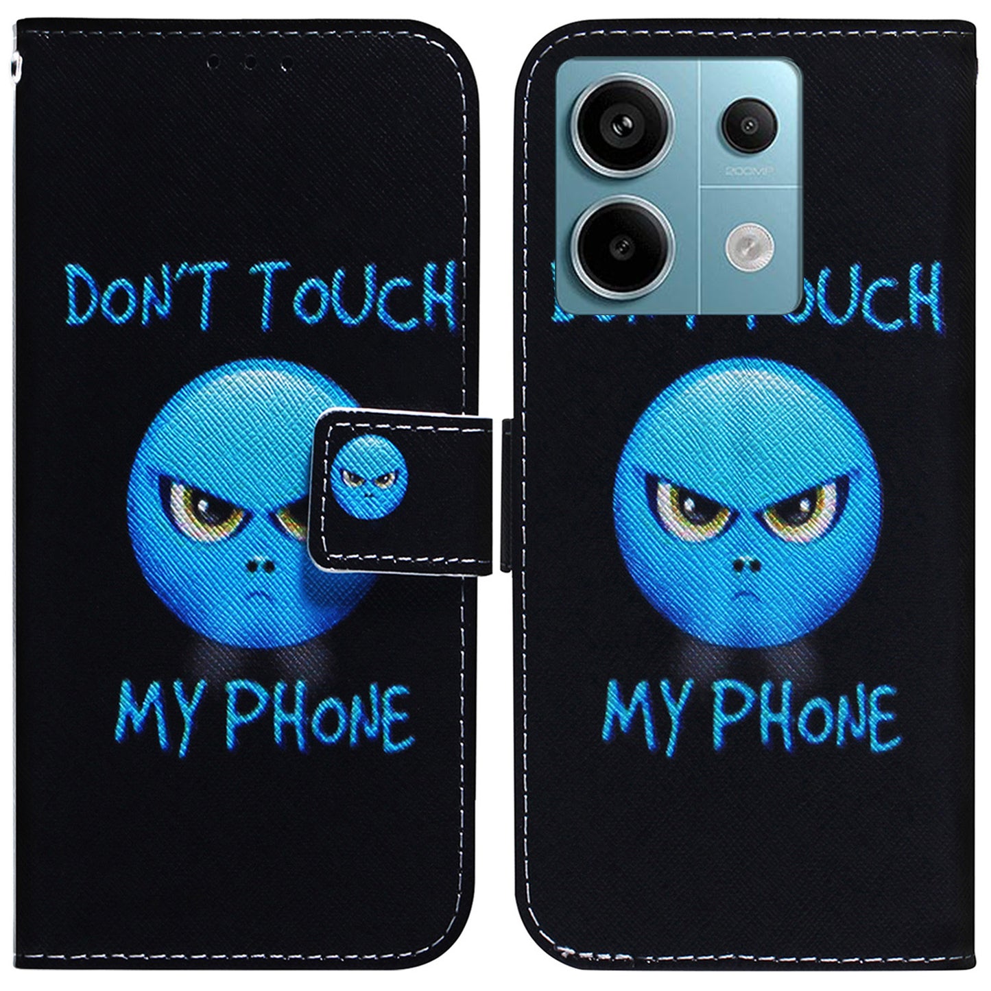 For Xiaomi Redmi Note 13 Pro 5G / Poco X6 5G Leather Case Stand Phone Cover 3D Creative Pattern Design - Don&#39;t Touch My Phone