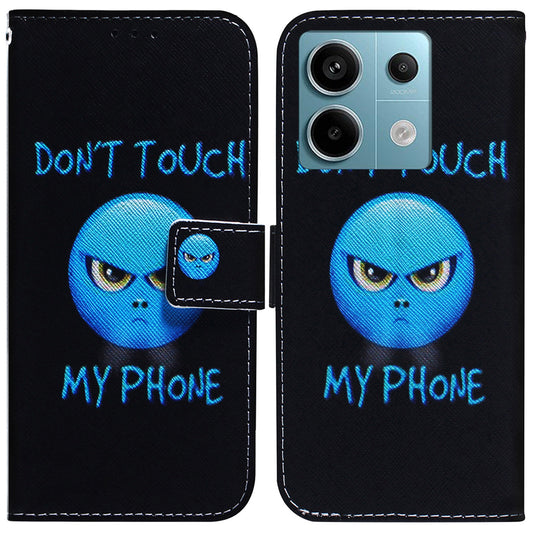 For Xiaomi Redmi Note 13 Pro 5G / Poco X6 5G Leather Case Stand Phone Cover 3D Creative Pattern Design - Don&#39;t Touch My Phone