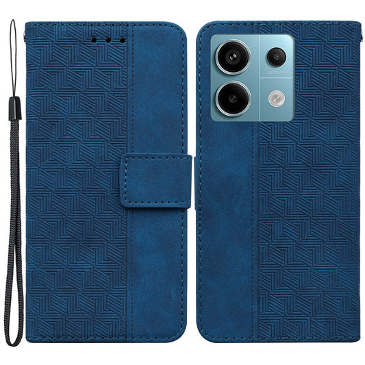 For Xiaomi Redmi Note 13 Pro 5G / Poco X6 5G Leather Flip Phone Case Wallet Cover Geometry Pattern - Blue