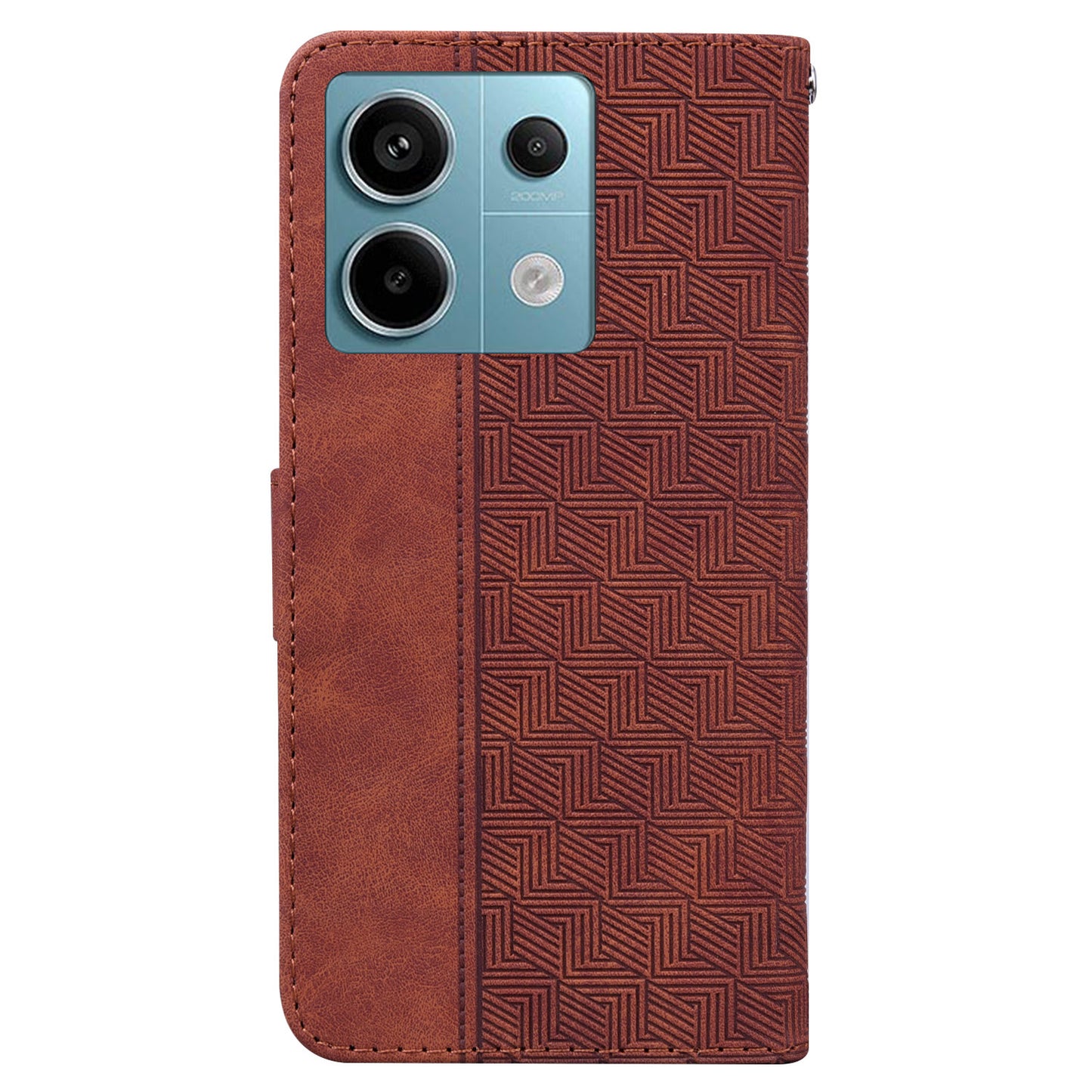For Xiaomi Redmi Note 13 Pro 5G / Poco X6 5G Leather Flip Phone Case Wallet Cover Geometry Pattern - Brown