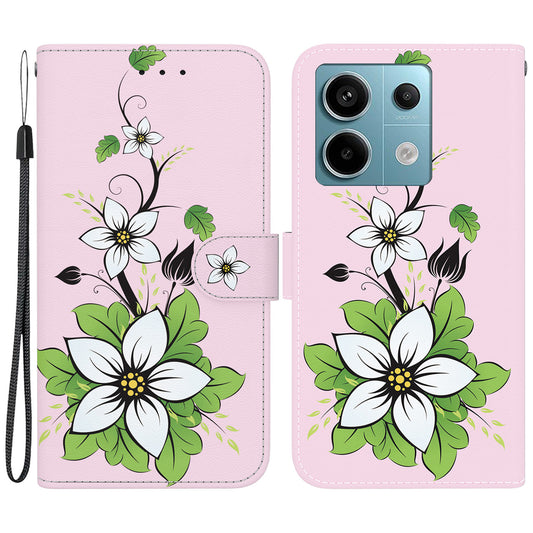 For Xiaomi Redmi Note 13 Pro 5G / Poco X6 5G Wallet Case Phone Leather Cover Pattern Printing  - Lily