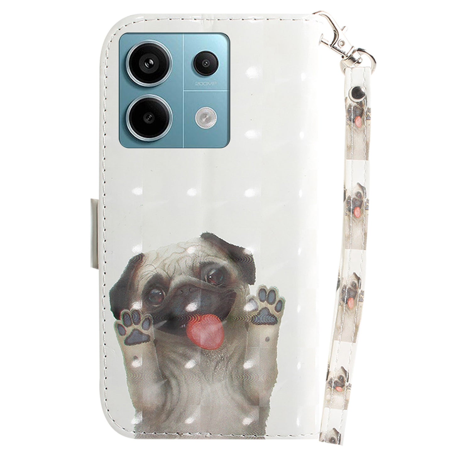 For Xiaomi Redmi Note 13 Pro 5G / Poco X6 5G Wallet Case 3D Pattern Print Leather Cover with Strap - Pug