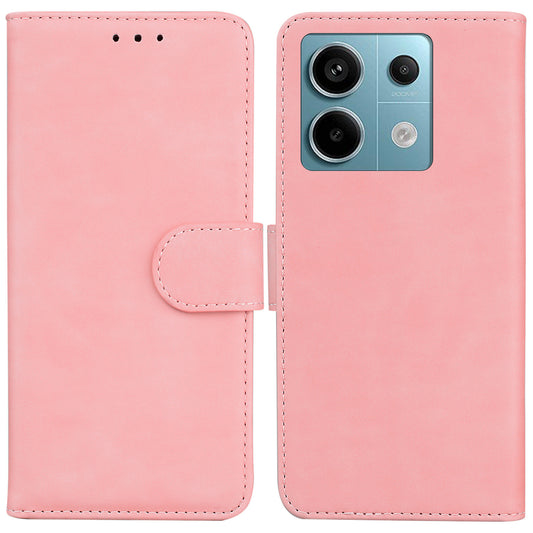 For Xiaomi Redmi Note 13 Pro 5G / Poco X6 5G Case Wallet Stand Solid Color Leather Phone Cover - Pink