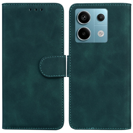 For Xiaomi Redmi Note 13 Pro 5G / Poco X6 5G Case Wallet Stand Solid Color Leather Phone Cover - Green