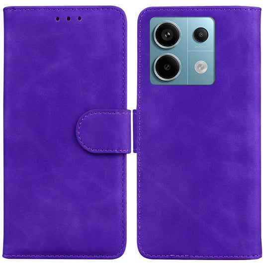 For Xiaomi Redmi Note 13 Pro 5G / Poco X6 5G Case Wallet Stand Solid Color Leather Phone Cover - Purple