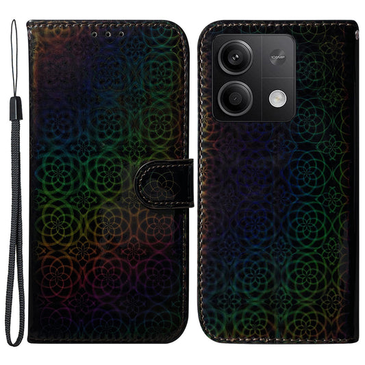 For Xiaomi Redmi Note 13 5G / Redmi Note 13 5G (China) Magnetic Phone Case Dazzling Flower Card Slots Cover - Black