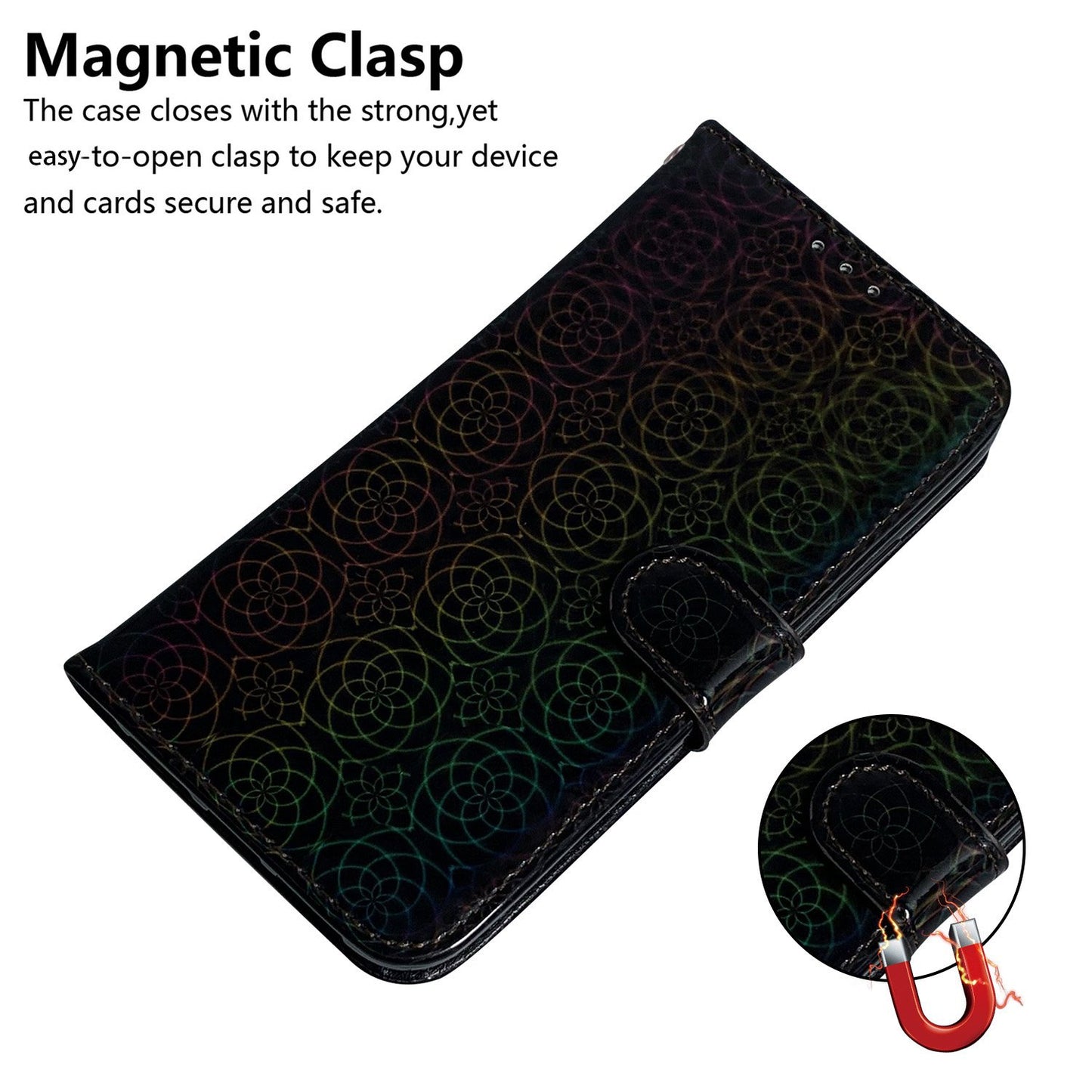 For Xiaomi Redmi Note 13 5G / Redmi Note 13 5G (China) Magnetic Phone Case Dazzling Flower Card Slots Cover - Black