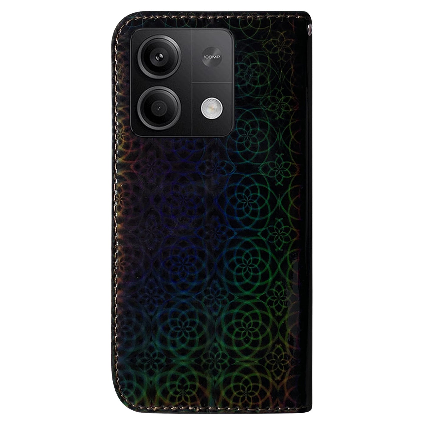 For Xiaomi Redmi Note 13 5G / Redmi Note 13 5G (China) Magnetic Phone Case Dazzling Flower Card Slots Cover - Black