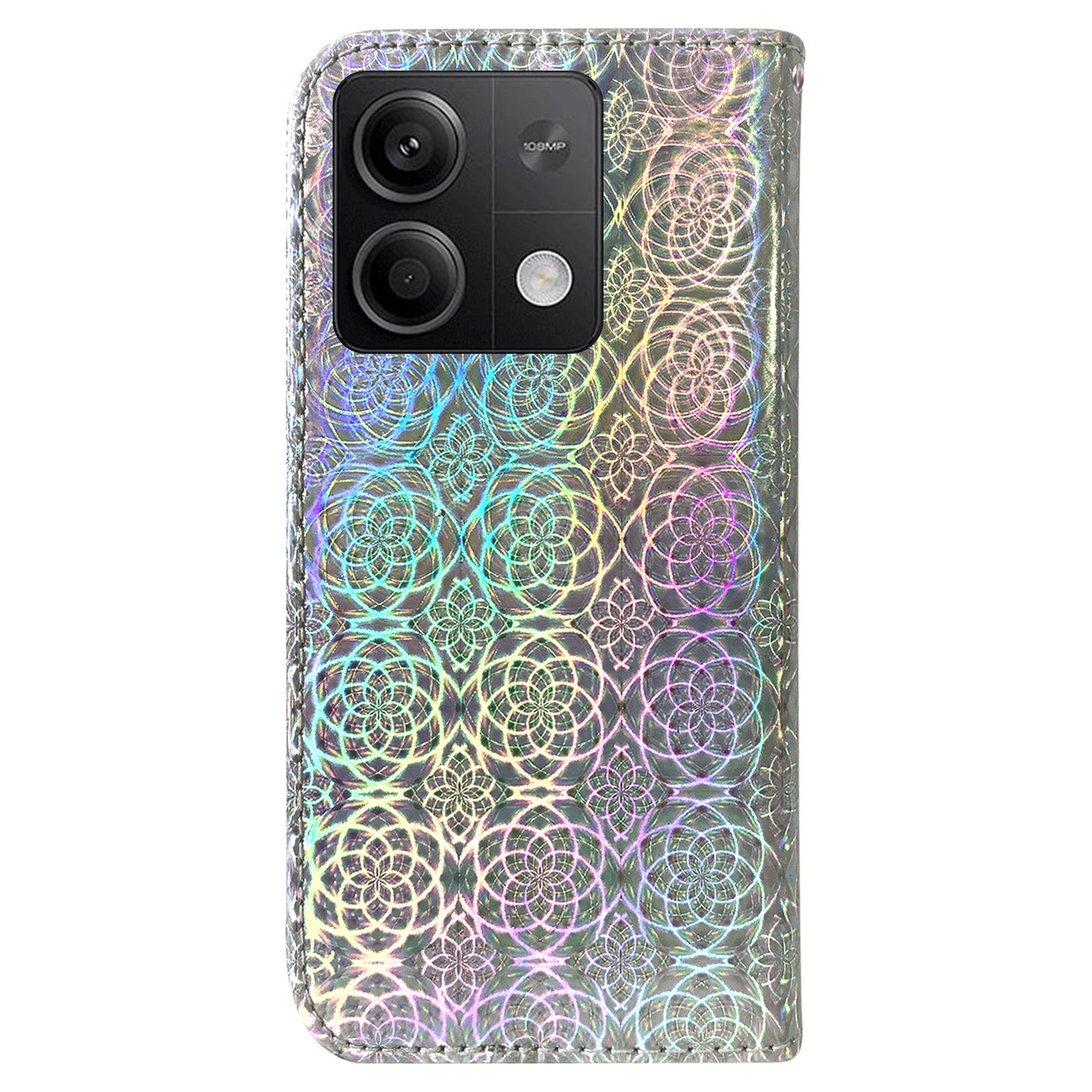 For Xiaomi Redmi Note 13 5G / Redmi Note 13 5G (China) Magnetic Phone Case Dazzling Flower Card Slots Cover - Grey