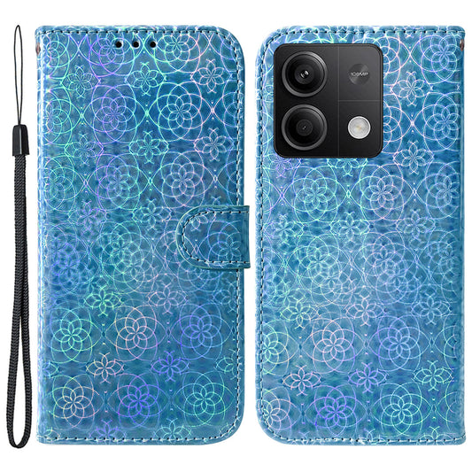 For Xiaomi Redmi Note 13 5G / Redmi Note 13 5G (China) Magnetic Phone Case Dazzling Flower Card Slots Cover - Blue