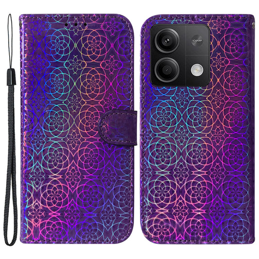 For Xiaomi Redmi Note 13 5G / Redmi Note 13 5G (China) Magnetic Phone Case Dazzling Flower Card Slots Cover - Purple