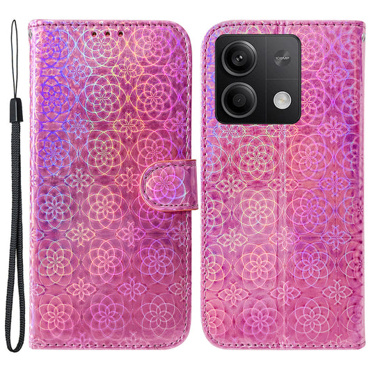 For Xiaomi Redmi Note 13 5G / Redmi Note 13 5G (China) Magnetic Phone Case Dazzling Flower Card Slots Cover - Pink