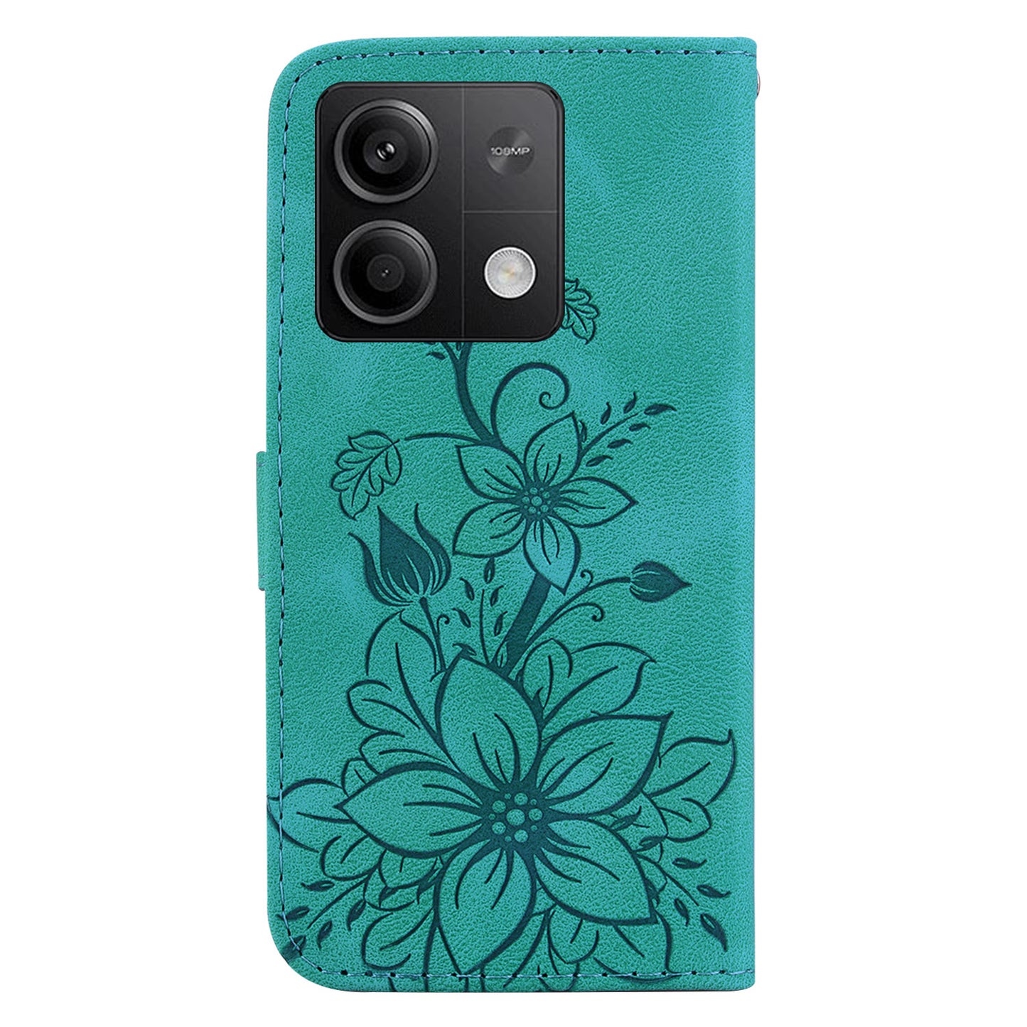 For Xiaomi Redmi Note 13 5G / Note 13 5G (China) Flower Leather Case Wallet Cover - Green
