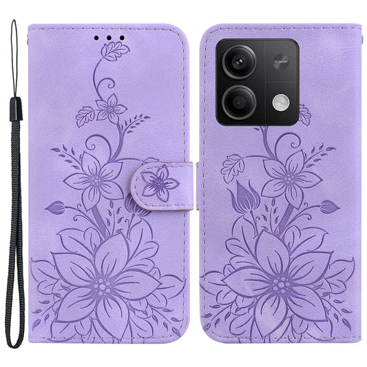 For Xiaomi Redmi Note 13 5G / Note 13 5G (China) Flower Leather Case Wallet Cover - Purple