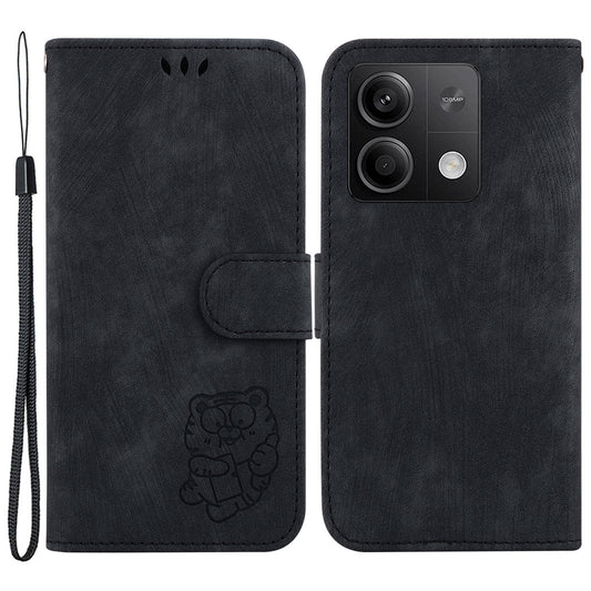 For Xiaomi Redmi Note 13 5G / Note 13 5G (China) Wallet Case Leather Cover Tiger Pattern - Black