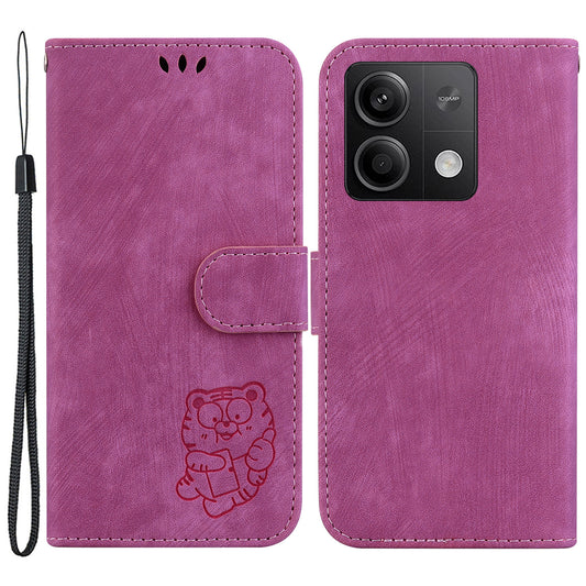 For Xiaomi Redmi Note 13 5G / Note 13 5G (China) Wallet Case Leather Cover Tiger Pattern - Rose