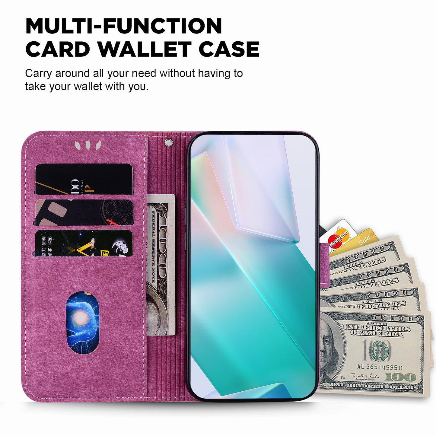 For Xiaomi Redmi Note 13 5G / Note 13 5G (China) Wallet Case Leather Cover Tiger Pattern - Rose