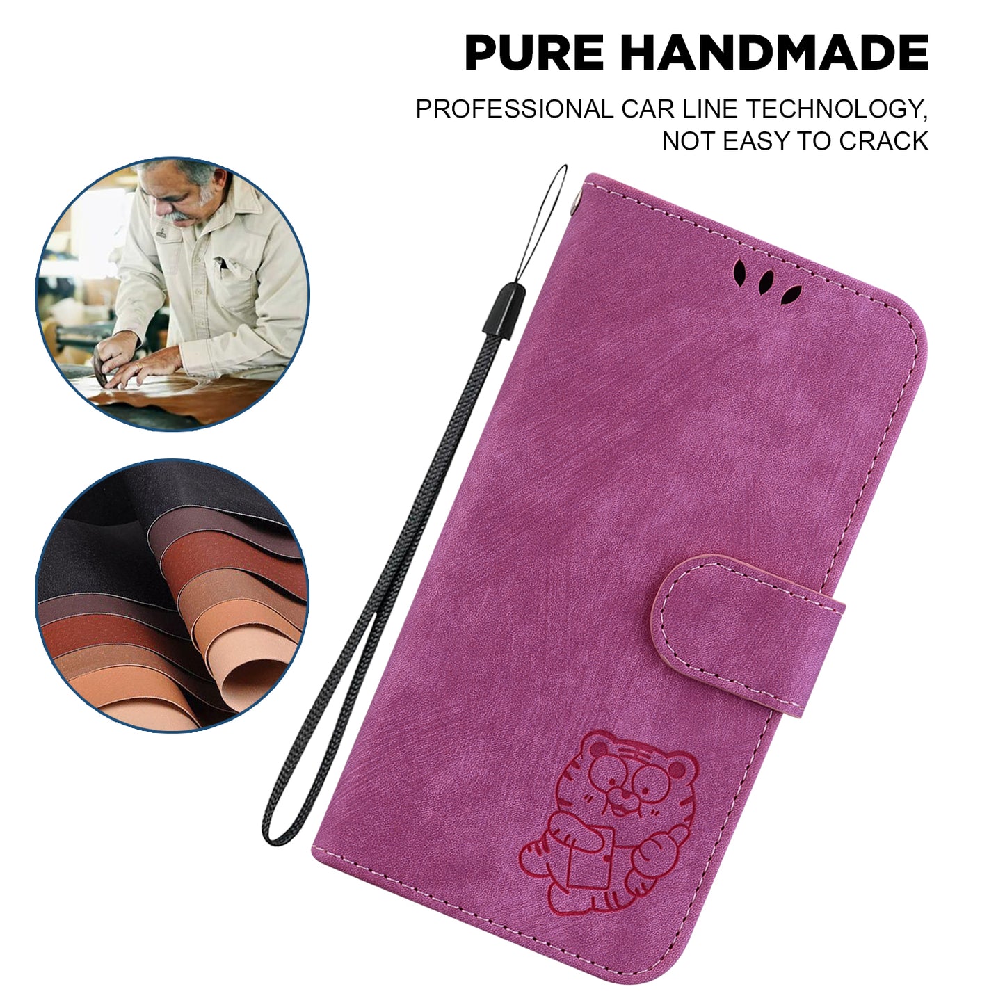 For Xiaomi Redmi Note 13 5G / Note 13 5G (China) Wallet Case Leather Cover Tiger Pattern - Rose