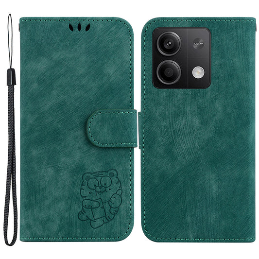 For Xiaomi Redmi Note 13 5G / Note 13 5G (China) Wallet Case Leather Cover Tiger Pattern - Green