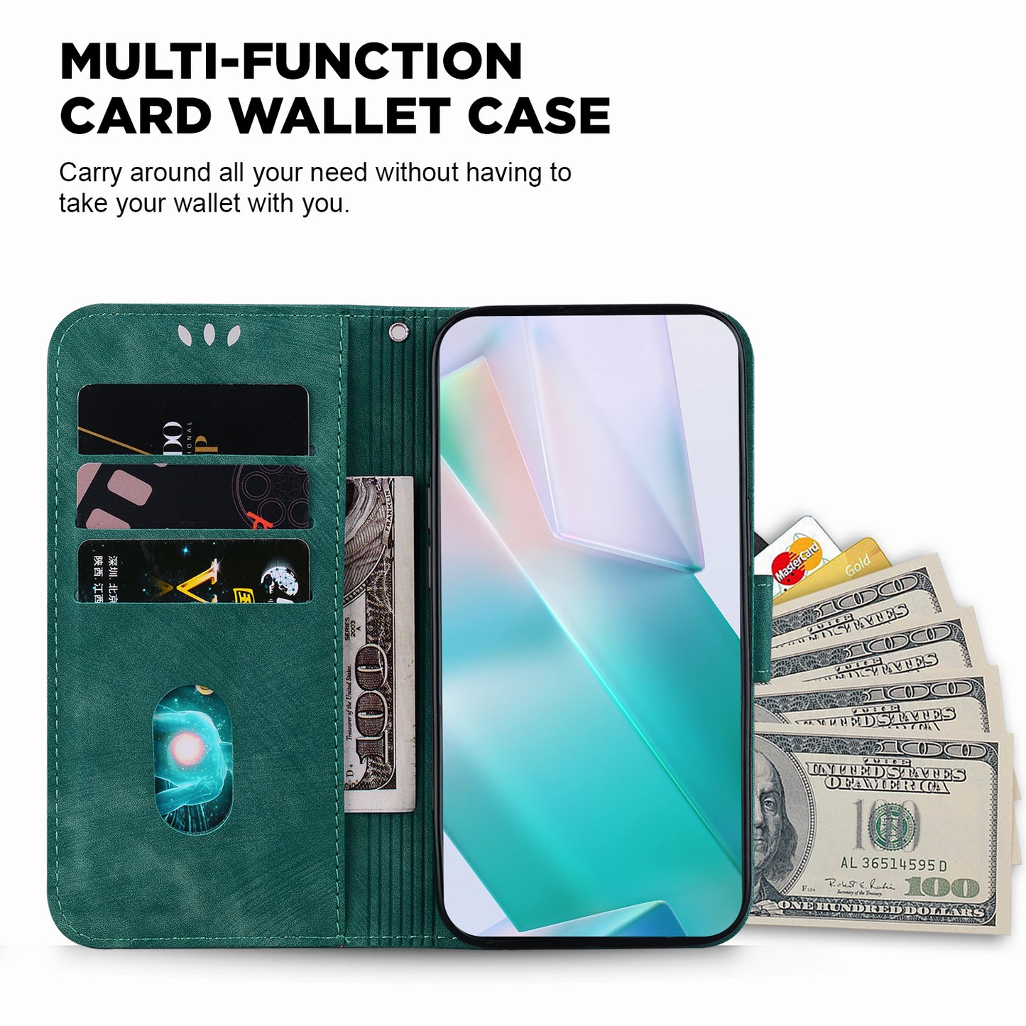 For Xiaomi Redmi Note 13 5G / Note 13 5G (China) Wallet Case Leather Cover Tiger Pattern - Green