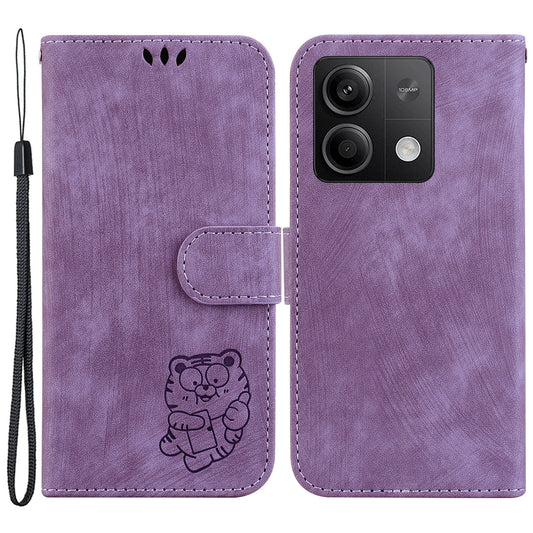 For Xiaomi Redmi Note 13 5G / Note 13 5G (China) Wallet Case Leather Cover Tiger Pattern - Purple