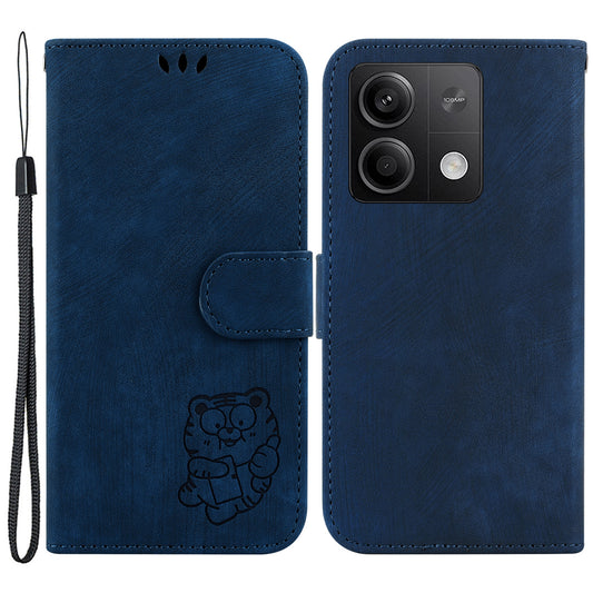 For Xiaomi Redmi Note 13 5G / Note 13 5G (China) Wallet Case Leather Cover Tiger Pattern - Dark Blue
