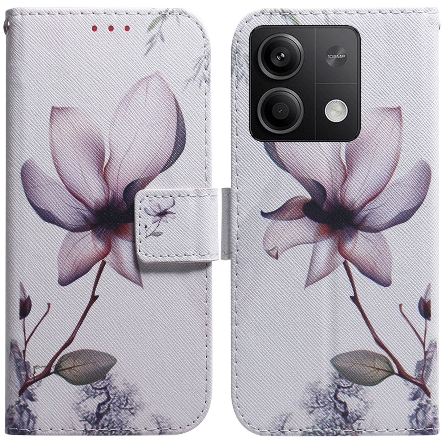 For Xiaomi Redmi Note 13 5G / Note 13 5G (China) Phone Case Wallet Cover with Pattern Print - Pink Flower