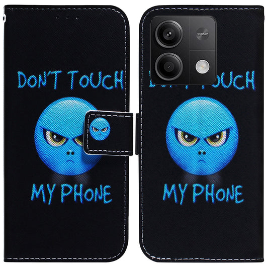 For Xiaomi Redmi Note 13 5G / Note 13 5G (China) Phone Case Wallet Cover with Pattern Print - Don&#39;t Touch My Phone