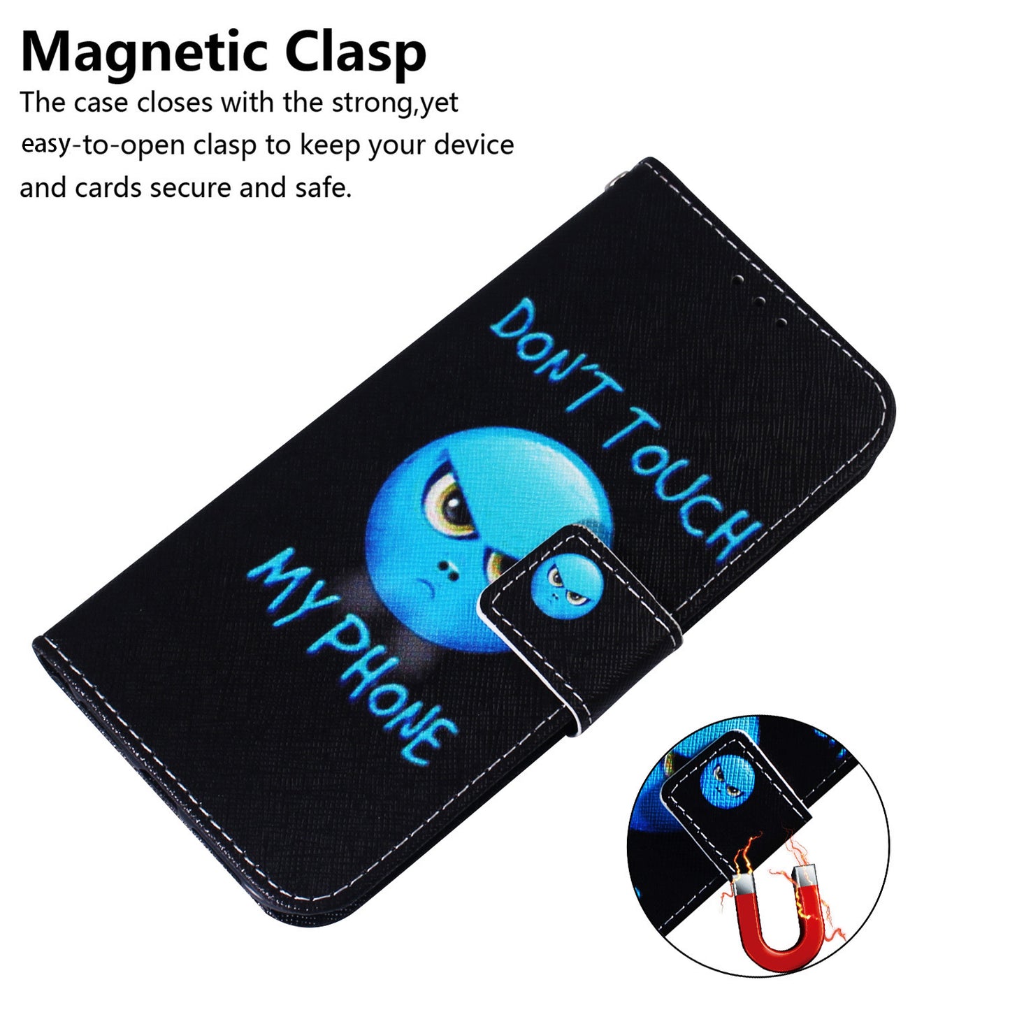 For Xiaomi Redmi Note 13 5G / Note 13 5G (China) Phone Case Wallet Cover with Pattern Print - Don&#39;t Touch My Phone