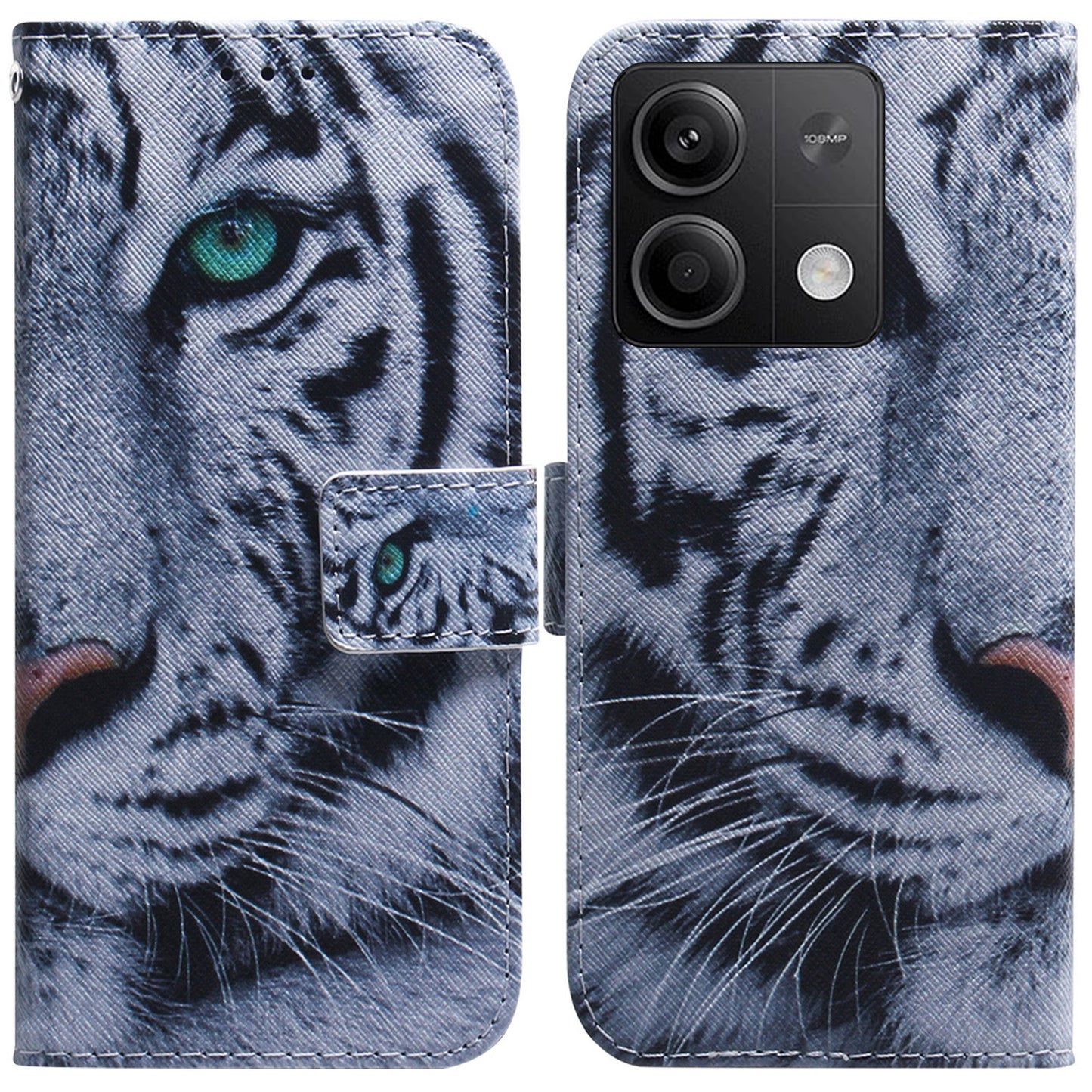 For Xiaomi Redmi Note 13 5G / Note 13 5G (China) Phone Case Wallet Cover with Pattern Print - Tiger