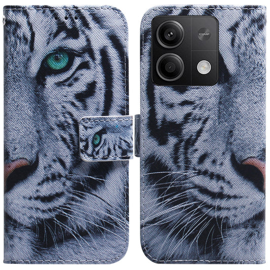 For Xiaomi Redmi Note 13 5G / Note 13 5G (China) Phone Case Wallet Cover with Pattern Print - Tiger