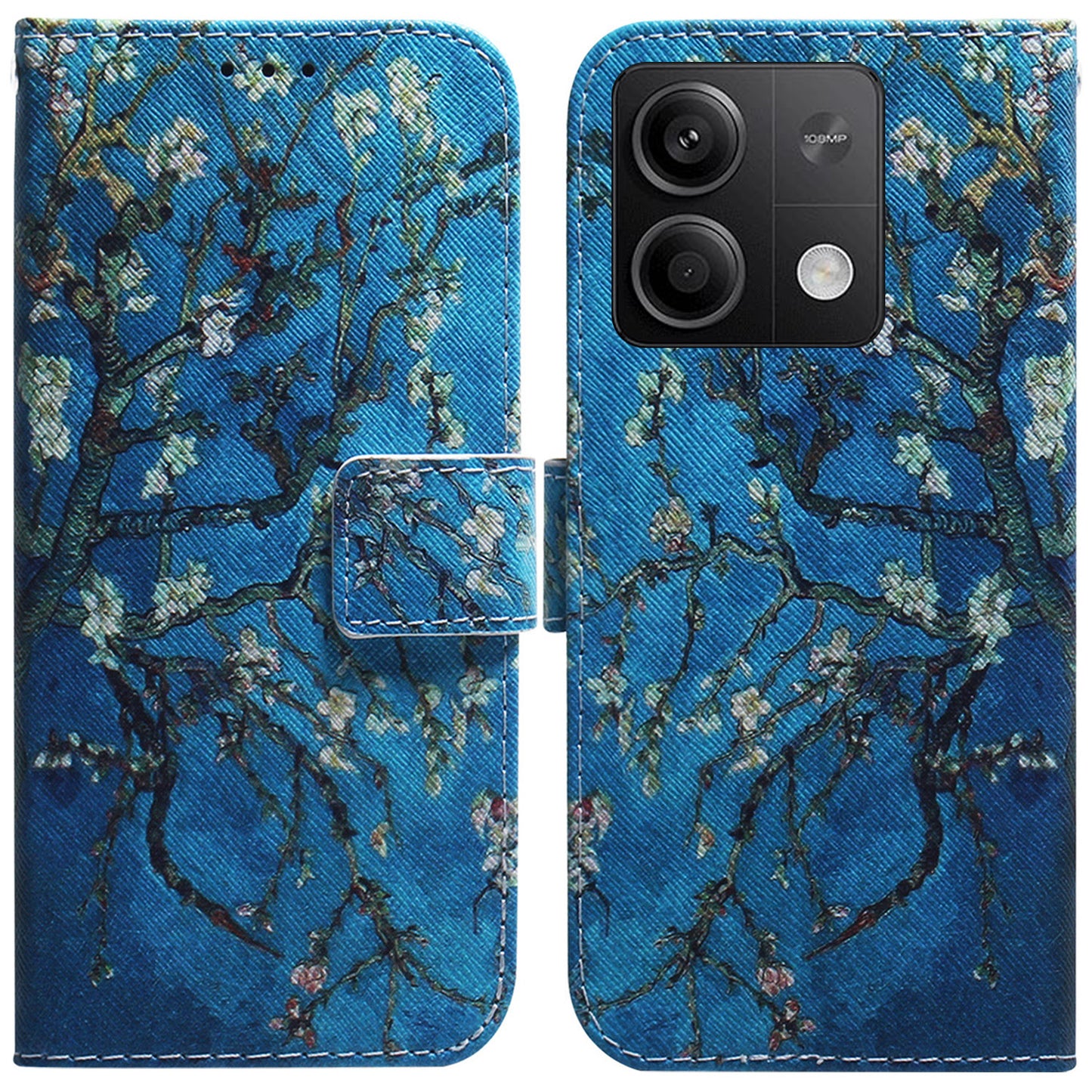 For Xiaomi Redmi Note 13 5G / Note 13 5G (China) Phone Case Wallet Cover with Pattern Print - Apricot Flowers