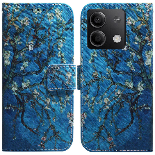 For Xiaomi Redmi Note 13 5G / Note 13 5G (China) Phone Case Wallet Cover with Pattern Print - Apricot Flowers