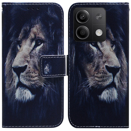 For Xiaomi Redmi Note 13 5G / Note 13 5G (China) Phone Case Wallet Cover with Pattern Print - Lion